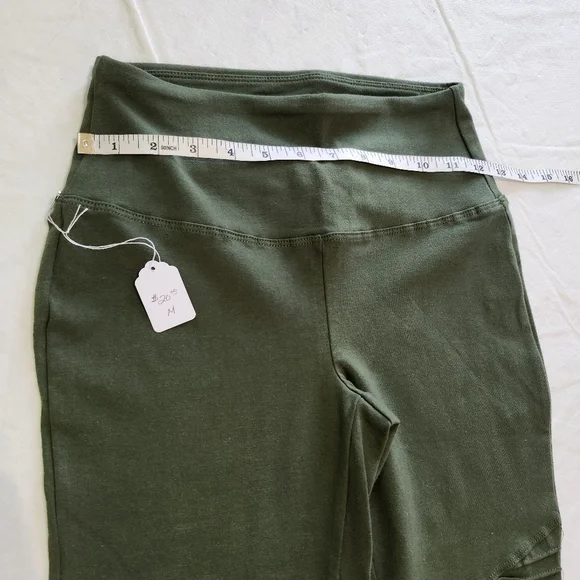 Zenana Outfitters Amy Green Cotton Wide Waistband Moto Leggings - Picture 11 of 11